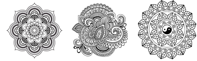 Laura Dunn Mandala coloring black and white