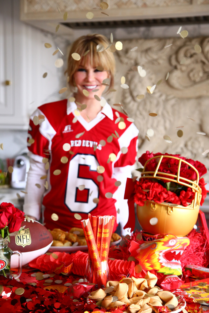 Laura Dunn weekend prep Happy Chinese New Year Lunar year Superbowl 50 Super Bowl Party broncos panthers party ideas decorations egg rolls football