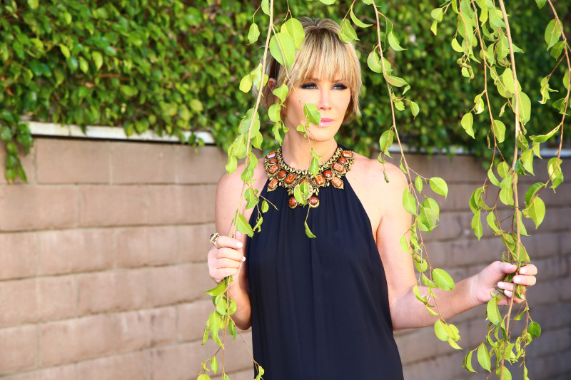 Laura Dunn statement dress long black dress collar necklace fashion blogger style
